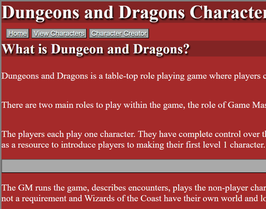 Image for the Dungeons and Dragons character creator website.